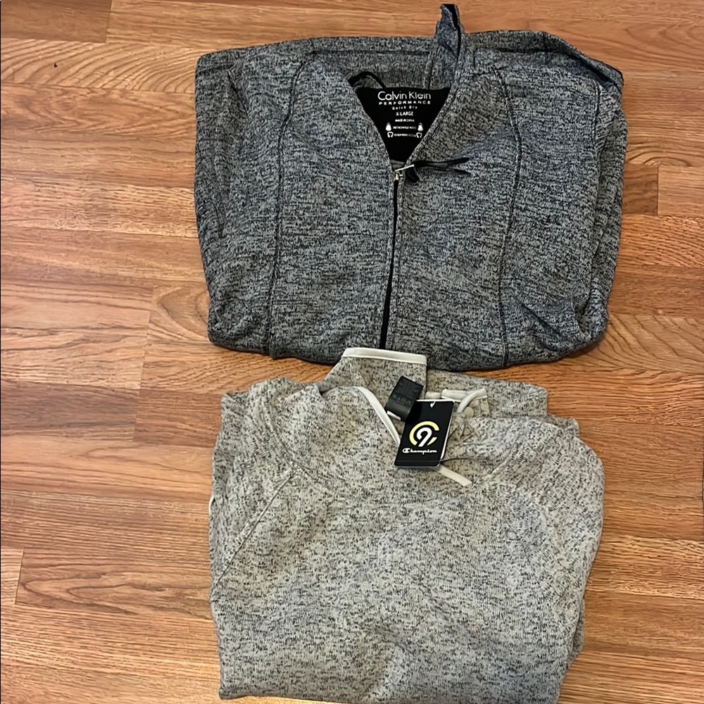 Calvin Klein Gray Zip Up Sweater Heathered Knit